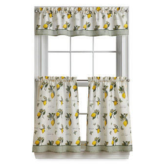 Vintage-Like Lemon Valance and Tiers, Set of 3