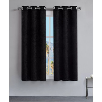 Faux Suede Solid Thermal Woven Room Darkening Grommet Window Curtain Panel Set, 38" x 63"