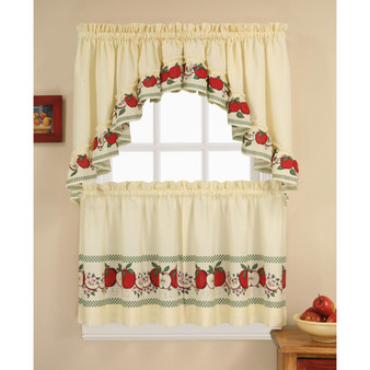 Red Delicious 24" Window Tier & Swag Valance Set