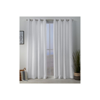 Squared Embellished Grommet Top Curtain Panel Pair, 54" x 96"