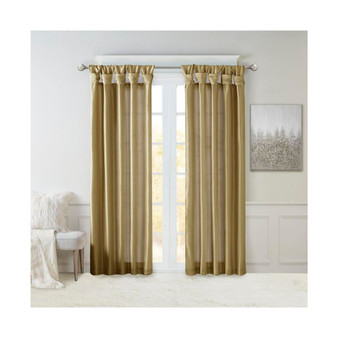 1-PC Emilia Twist Tab Lined Window Curtain Panel - 50x120" - Bronze