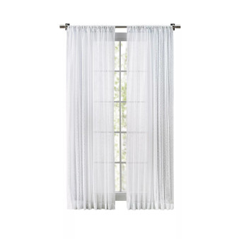 Stripe Lace Rod Pocket Curtain Panel 54"W x 96"L