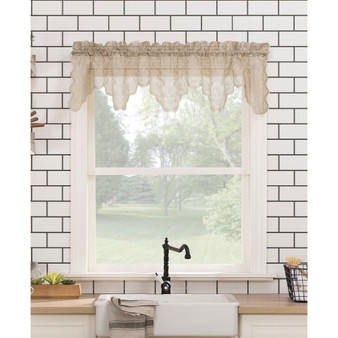 Alison Floral Lace Rod Pocket Kitchen Curtain Valance, 58" x 14"