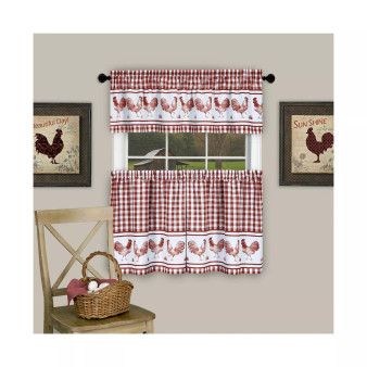 Barnyard Curtain Tier and Valance Set, 58x36