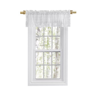 Woven Lace Rod Pocket w/Header Valance Curtain 54"W x 14"L