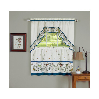 Love Birds Printed Tier and Swag Window Curtain Set, 57x24