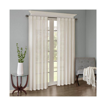 2-PC Harper Solid Crushed Window Curtain Panel Pair, White - 42x95"