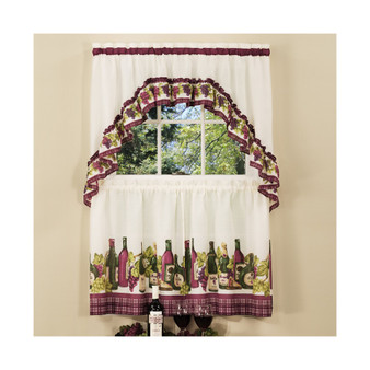 Chardonnay Printed Tier and Swag Window Curtain Set, 57x24