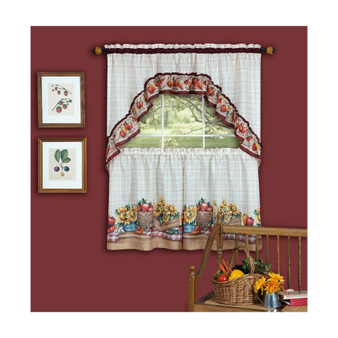 Farmer's Market Printed Tier and Swag Window Curtain Set, 57x24