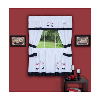 Gourmet Embellished Cottage Window Curtain Set, 58x24