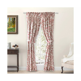 Waverly Gardens Tailored Curtain Panel Curtain Pair with tiebacks 84"W x 45"L