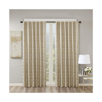 Cassius Jacquard Lined Total Blackout Rod Pocket/Back Tab Curtain Panel - 50x84" - Gold