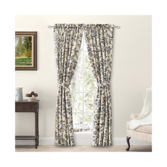Waverly Gardens Tailored Curtain Panel Pair with tiebacks 84"W x 84"L