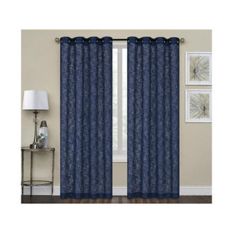 2 Piece Heavy Woven Heavy Duty Linen Styled Grommet Top Window Curtain Panels