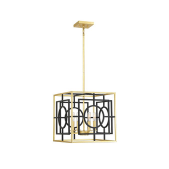 Kirsch 4-Light Pendant in Matte Black with Gold Accents