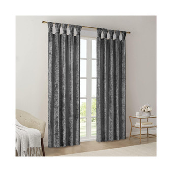 Felicia Velvet Cuff Tab Top Window Panel Curtain - 63" - Grey