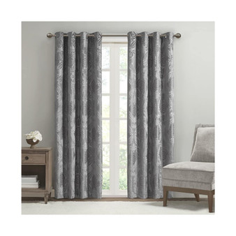 Total Blackout Grommet Top Curtain Panel, Grey - 50 x 84" Panel