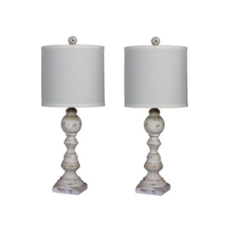 Distressed Balustrade Resin Table Lamps, Set of 2