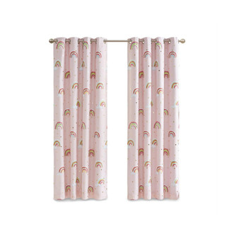 Kids Metallic Printed Total Blackout Window Panel, Pink - 84" Panel