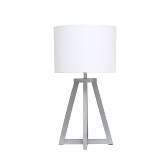 Interlocked Triangular Wood Table Lamp with Fabric Shade