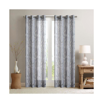 1-PC Averil Sheer Bird Window Curtain Panel, Grey - 50x84"