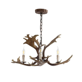 Eldora 27" Adjustable Resin Antler 3-Light LED Chandelier