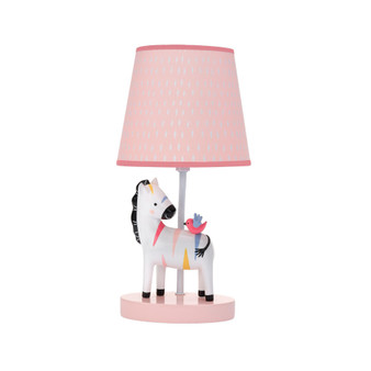 Jazzy Jungle Zebra White/Peach Nursery Lamp with Shade & Bulb