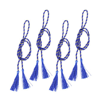 Indoor/Outdoor Rope Curtain Tiebacks - Blue - Set of 4
