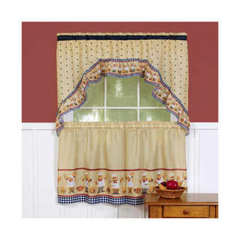 Cucina Printed Tier and Swag Window Curtain Set, 57x36