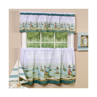 Hamptons Tier and Valance Window Curtain Set, 58x36