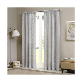 1-PC Irina Diamond Sheer Window Panel Curtain, Grey - 50x95"