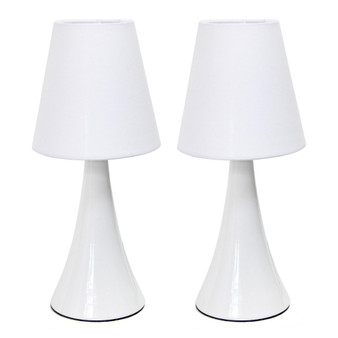 Simple Designs Valencia Colors 2 Pack Mini Touch Table Lamp Set with Fabric Shades