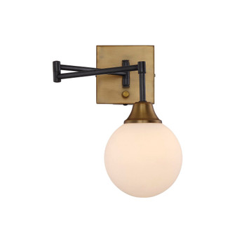 Trade Winds Retro 1-Light Swing-Arm Sconce in English Bronze with Warm Brass