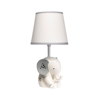 Happy Jungle White/Grey Elephant Nursery Lamp with Shade & Bulb