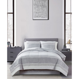 Douglas Stripe Greyscale 8 Piece Reversible Comforter Sets, Created for Macy's