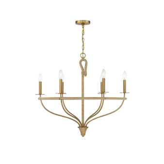 Charter 6-Light Chandelier in Warm Brass and Rope