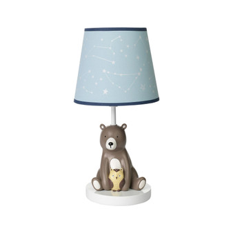 Sierra Sky Blue/Brown Bear Nursery Lamp with Shade & Bulb