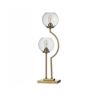 2 Steel Brass Poles with Clear Glass Globe Desk Lamp