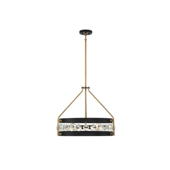 Edina 4-Light Pendant in Matte Black with Warm Brass Accents