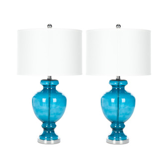 Set of 2 Turquoise Glass Table Lamp
