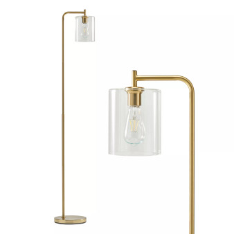 Elizabeth LED Contemporary Floor Lamp with Glass Shade & Edison Bulb