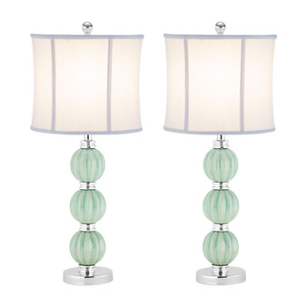 Set of 2 Stephanie Green Globe Lamps