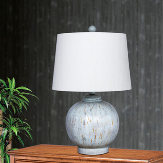 6254BLU 24" Weathered Round Resin Table Lamp