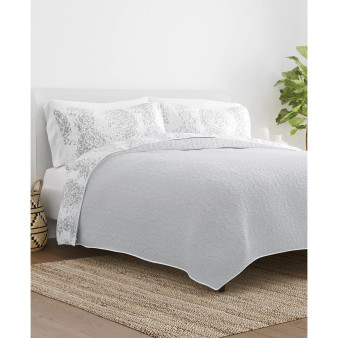 All Season 2 Piece Distressed Diamond Reversible Quilt Set, Twin/Twin XL