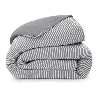 100% Cotton Textured Stripe Duvet Cover - Full/Queen