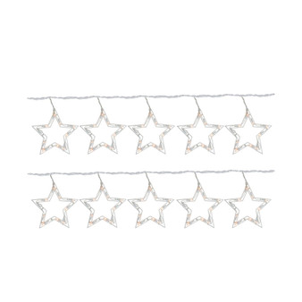 10-Count Clear Twinkling Star Icicle Christmas Lights 10ft White Wire