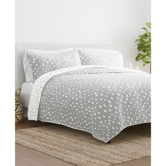 All Season 2 Piece Painted Dots Reversible Quilt Set, Twin/Twin XL