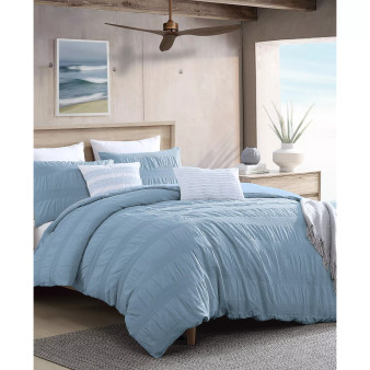 Lush Moselle Cotton Ruched Waffle Weave 2 Piece Duvet Cover Set, Twin XL