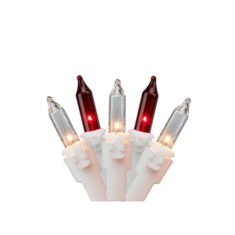 Set of 150 Red Clear Mini Icicle Christmas Lights 3" Spacing - White Wire