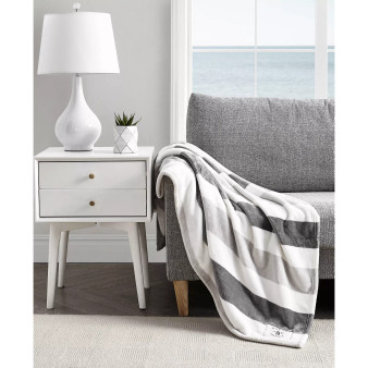 Awning Stripe Ultra Soft Plush Reversible Throw, 60" X 50"